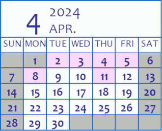 会館カレンダー（当月）